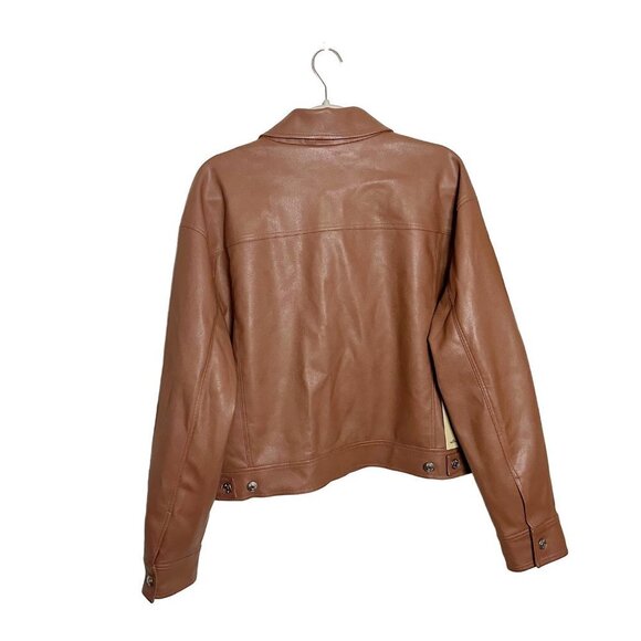 Wilfred Free Gaze Vegan Leather Jacket Epicurean Brown Size Large Aritzia NEW - Picture 4 of 7